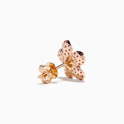The Nature 14K Rose Gold Pink Sapphire and Diamond Flower Stud Earrings feature blooming flower designs with pink sapphires and sparkling diamonds set in rose gold.