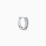 14K White Gold Diamond Triple-Row Channel-Set Huggie Earrings