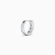 14K White Gold Diamond Triple-Row Channel-Set Huggie Earrings