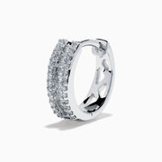 14K White Gold Diamond Triple-Row Channel-Set Huggie Earrings