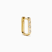 14K Yellow Gold Diamond Rectangular Huggie Earrings