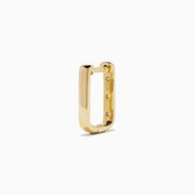 14K Yellow Gold Diamond Rectangular Huggie Earrings