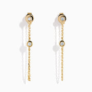14K Yellow Gold Diamond Bezel-Set Chain Drop Earrings