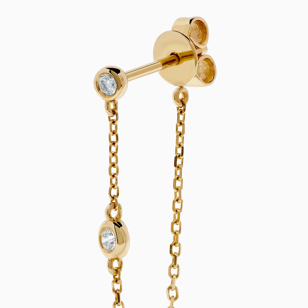 14K Yellow Gold Diamond Bezel-Set Chain Drop Earrings
