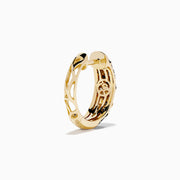 14K Yellow Gold Espresso, Black and White Diamond Huggie Earrings