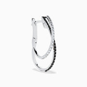 14K White Gold Black and White Diamond Crossover Pavé Earrings