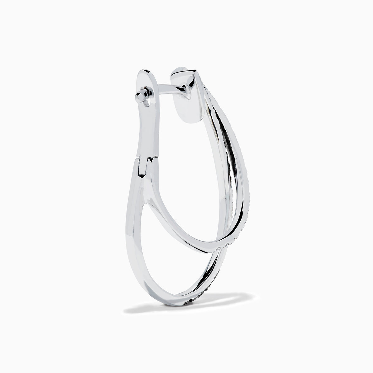14K White Gold Black and White Diamond Crossover Pavé Earrings