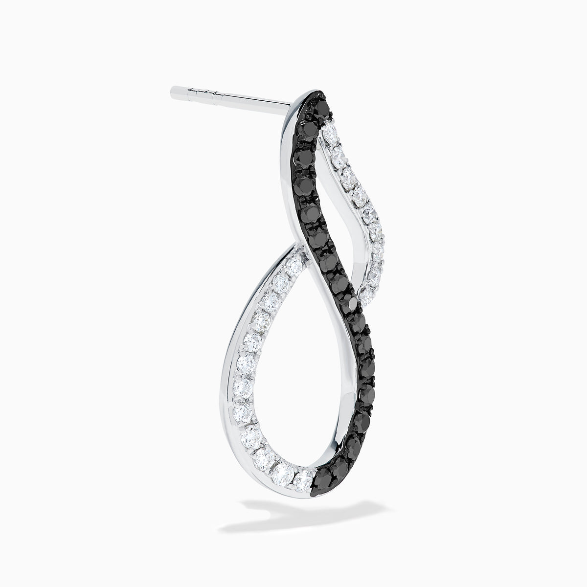 14K White Gold Black and White Diamond Vertical Infinity Earrings
