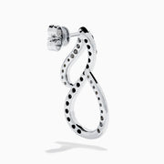 14K White Gold Black and White Diamond Vertical Infinity Earrings