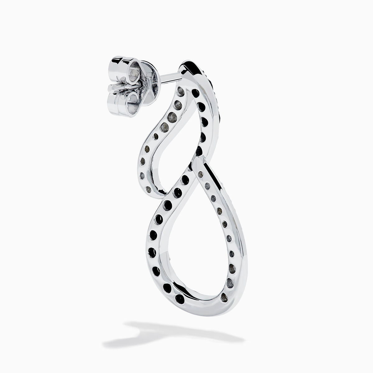 14K White Gold Black and White Diamond Vertical Infinity Earrings