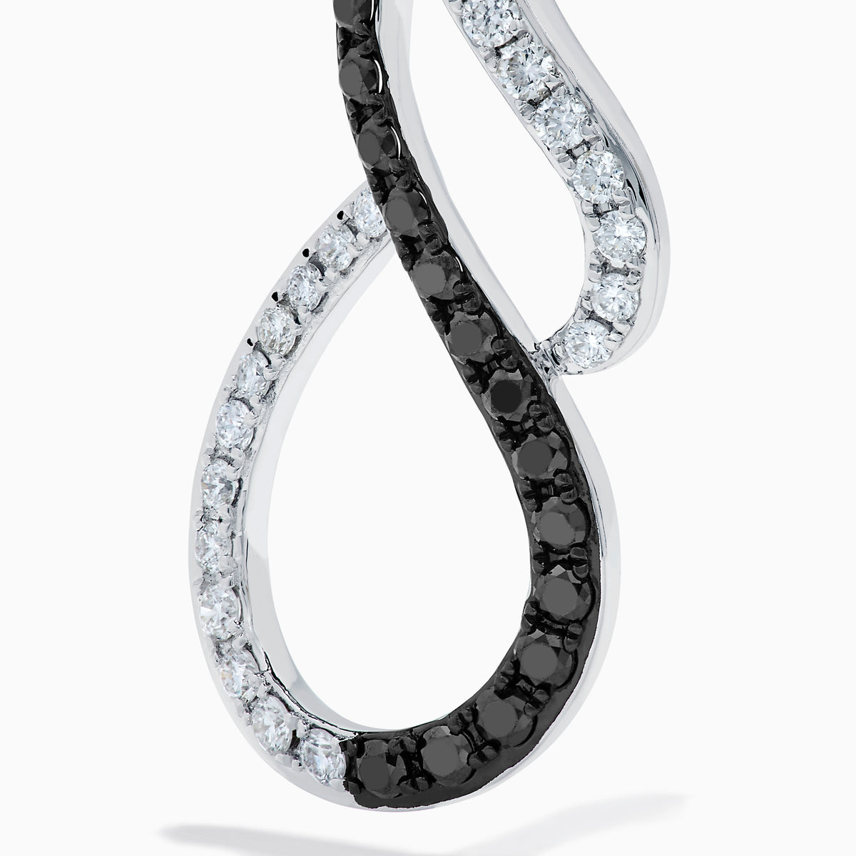 14K White Gold Black and White Diamond Vertical Infinity Earrings