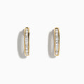 Doro 14K Yellow Gold 5/8 Diamond Hoop Earrings (0.47 TCW), featuring a row of baguette-cut diamonds, shown against a plain white background.