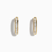 Doro 14K Yellow Gold 5/8 Diamond Hoop Earrings (0.47 TCW), featuring a row of baguette-cut diamonds, shown against a plain white background.