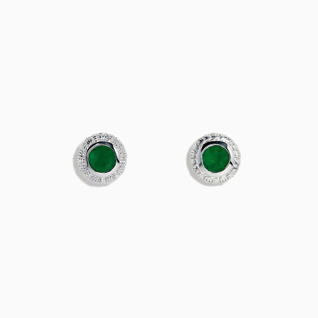 Effy 925 Sterling Silver Emerald Stud Earrings