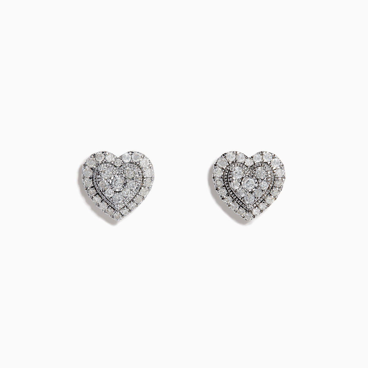 The 925 Sterling Silver Diamond Heart Earrings feature sparkling diamonds set in heart shapes, crafted from 925 silver and shown on a white background.