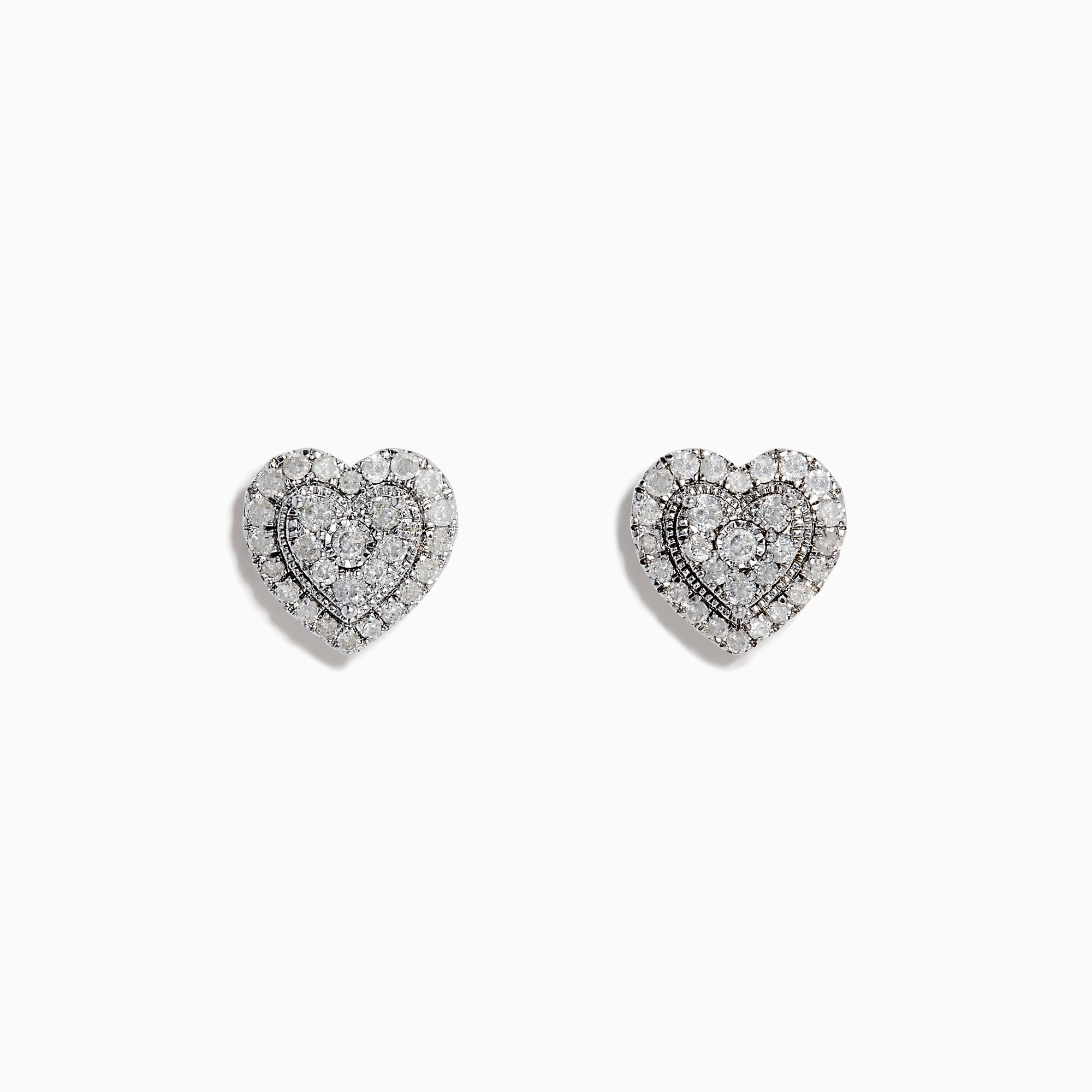 The 925 Sterling Silver Diamond Heart Earrings feature sparkling diamonds set in heart shapes, crafted from 925 silver and shown on a white background.