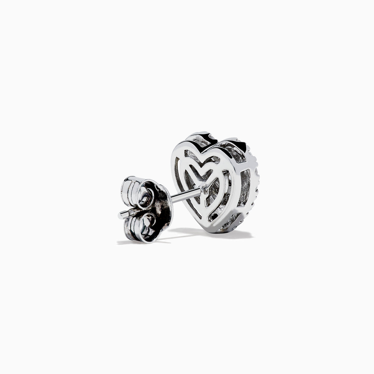 The 925 Sterling Silver Diamond Heart Earrings feature sparkling diamonds set in heart shapes, crafted from 925 silver and shown on a white background.