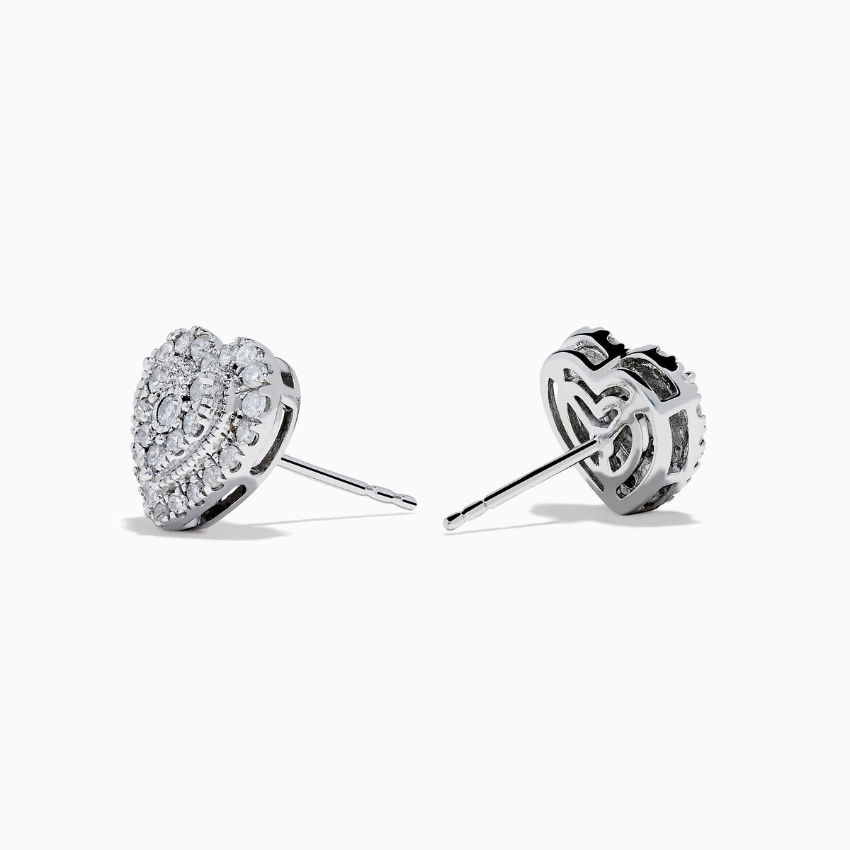 The 925 Sterling Silver Diamond Heart Earrings feature sparkling diamonds set in heart shapes, crafted from 925 silver and shown on a white background.