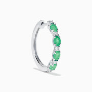 Sterling Silver Emerald and Diamond Hoop Earrings