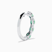 Sterling Silver Emerald and Diamond Hoop Earrings