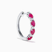 Sterling Silver Ruby and Diamond Hoop Earrings
