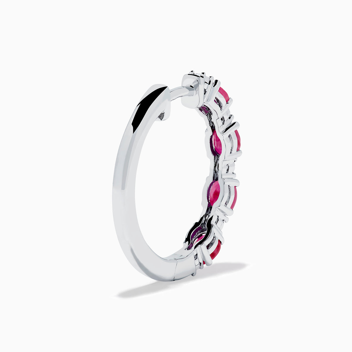 Sterling Silver Ruby and Diamond Hoop Earrings