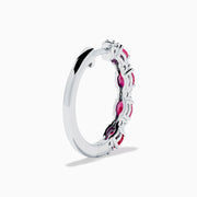 Sterling Silver Ruby and Diamond Hoop Earrings