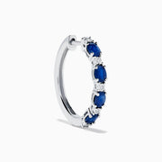 Sterling Silver Blue Sapphire and Diamond Hoop Earrings