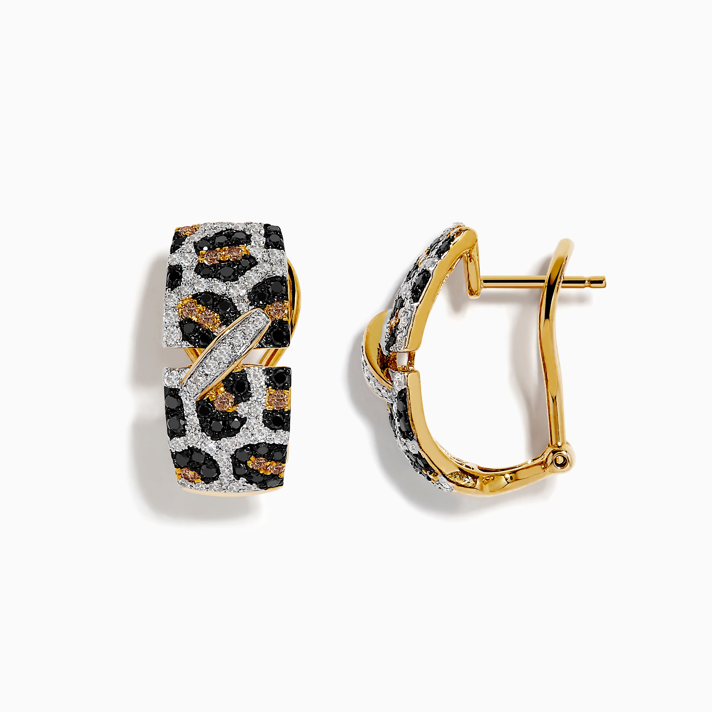Effy Signature 14k Yellow Gold Panther Spot Diamond Earrings