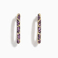 The Signature 14K Yellow Gold Pink Sapphire and Diamond Panther Print Hoop Earrings are shown upright against a plain white background.
