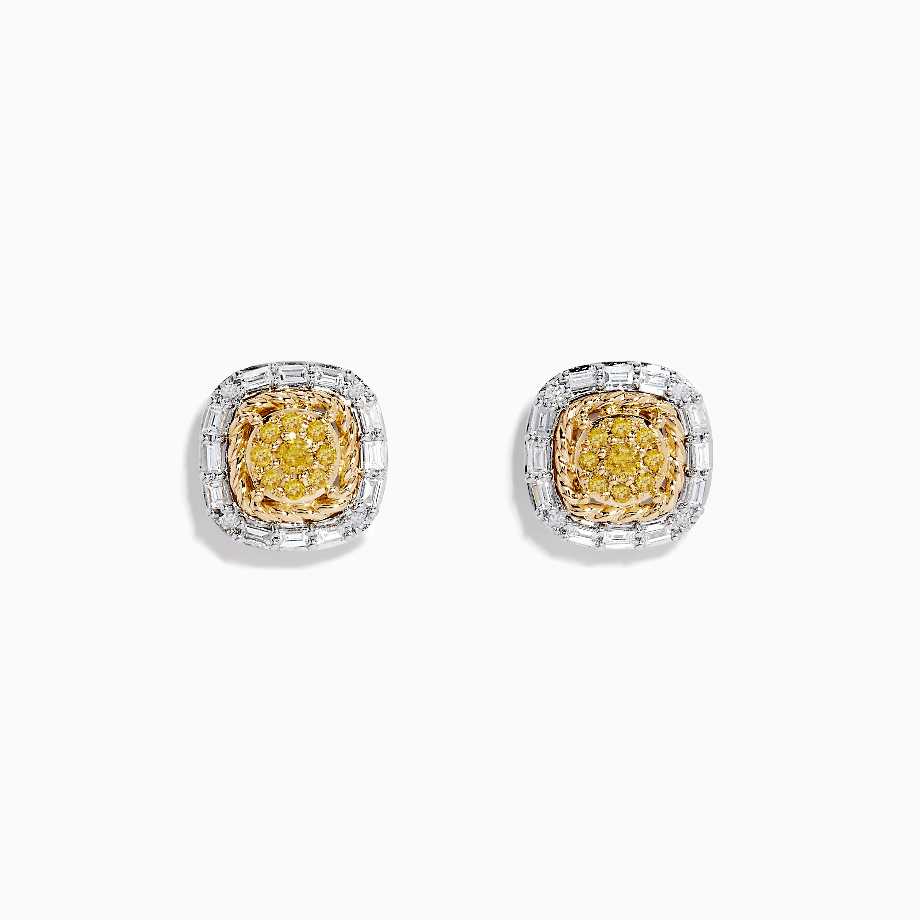 Effy Canare 14K Two-Tone Gold Yellow and White Diamond Stud Earrings