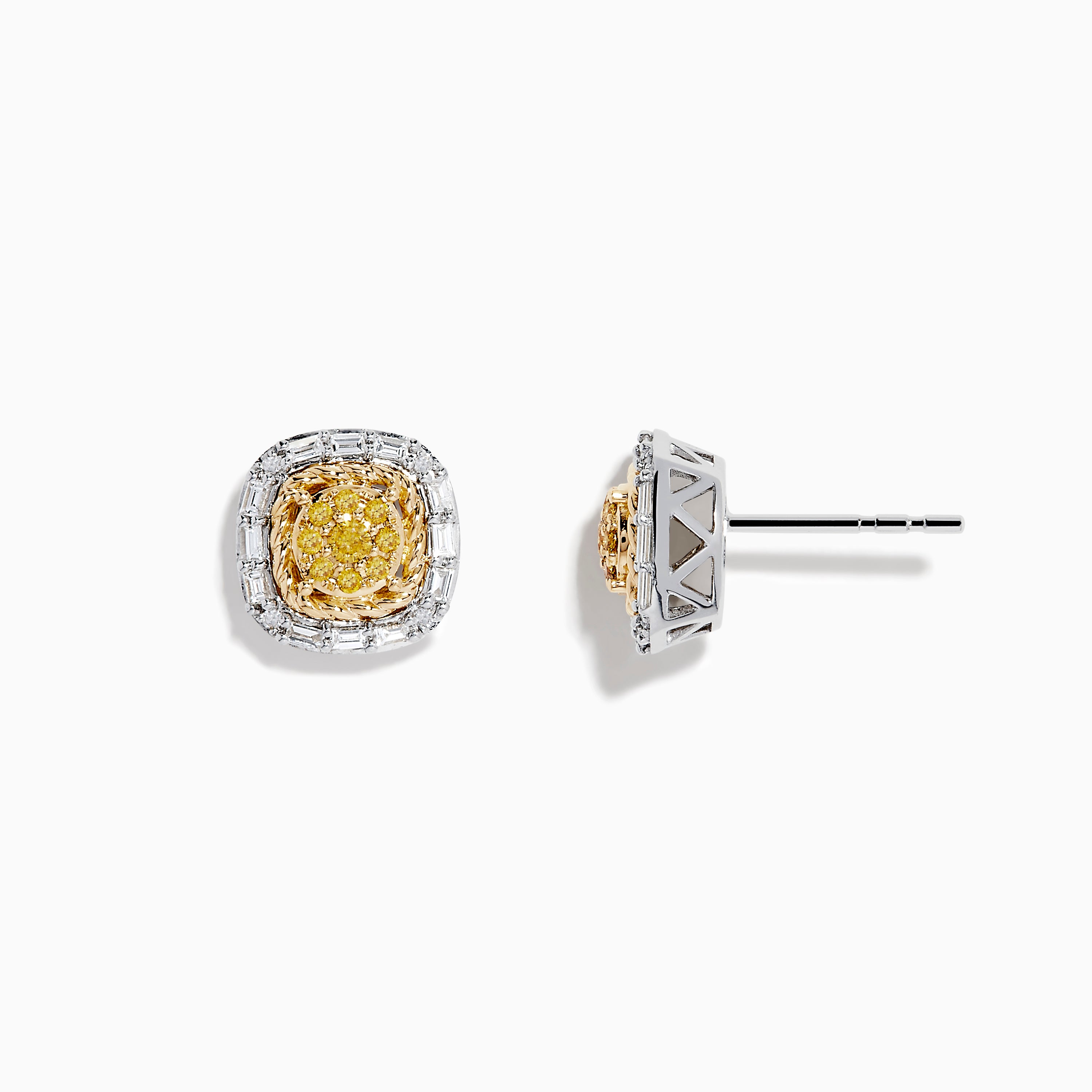 Effy Canare 14K Two-Tone Gold Yellow and White Diamond Stud Earrings