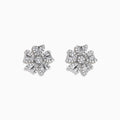 The 14K White Gold Diamond Flower Stud Earrings feature sparkling diamond-encrusted petals in a blossom design for timeless elegance.