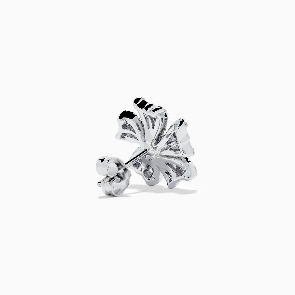 The 14K White Gold Diamond Flower Stud Earrings feature sparkling diamond-encrusted petals in a blossom design for timeless elegance.
