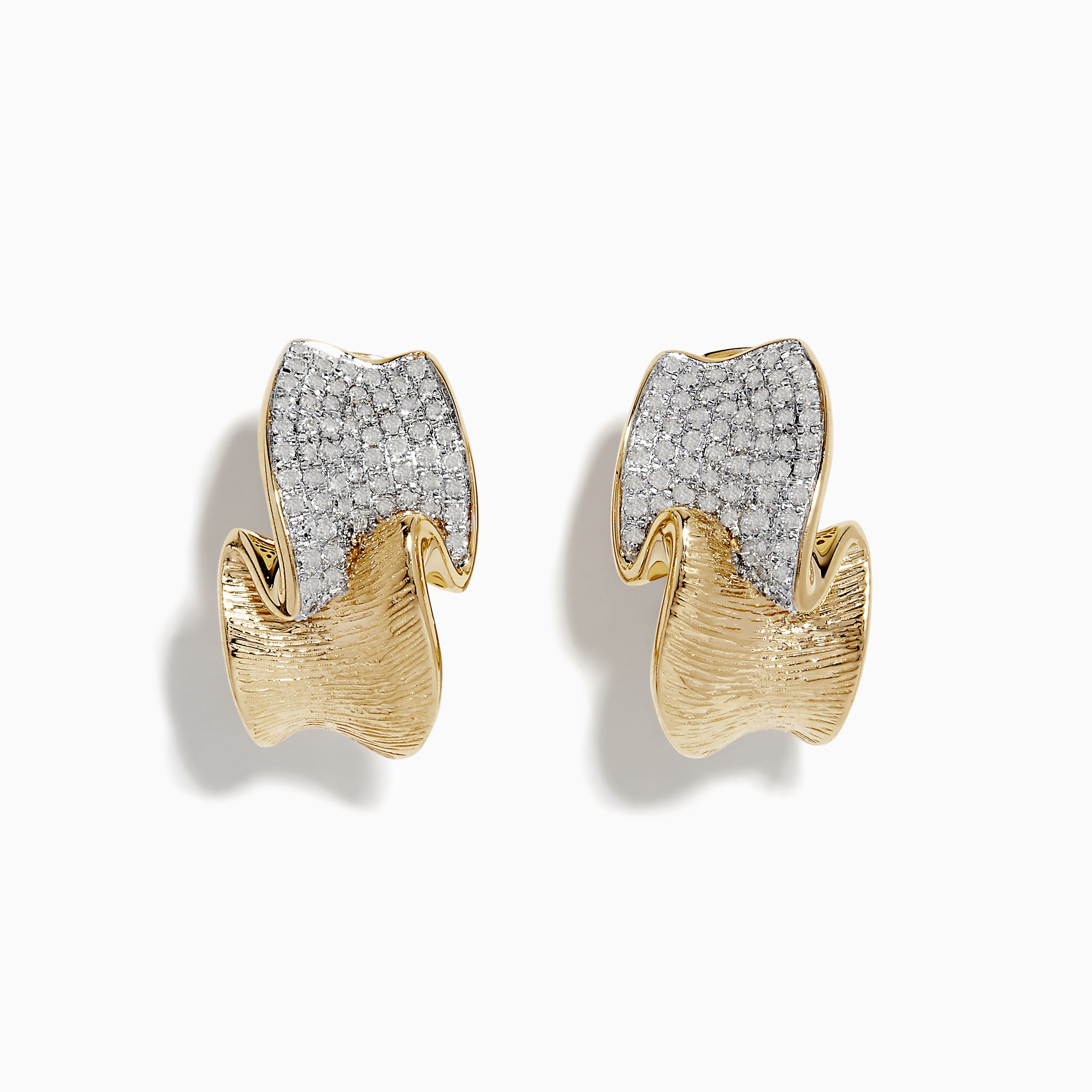 Effy D'Oro 14k Yellow Gold Pave Diamond Huggie Earrings
