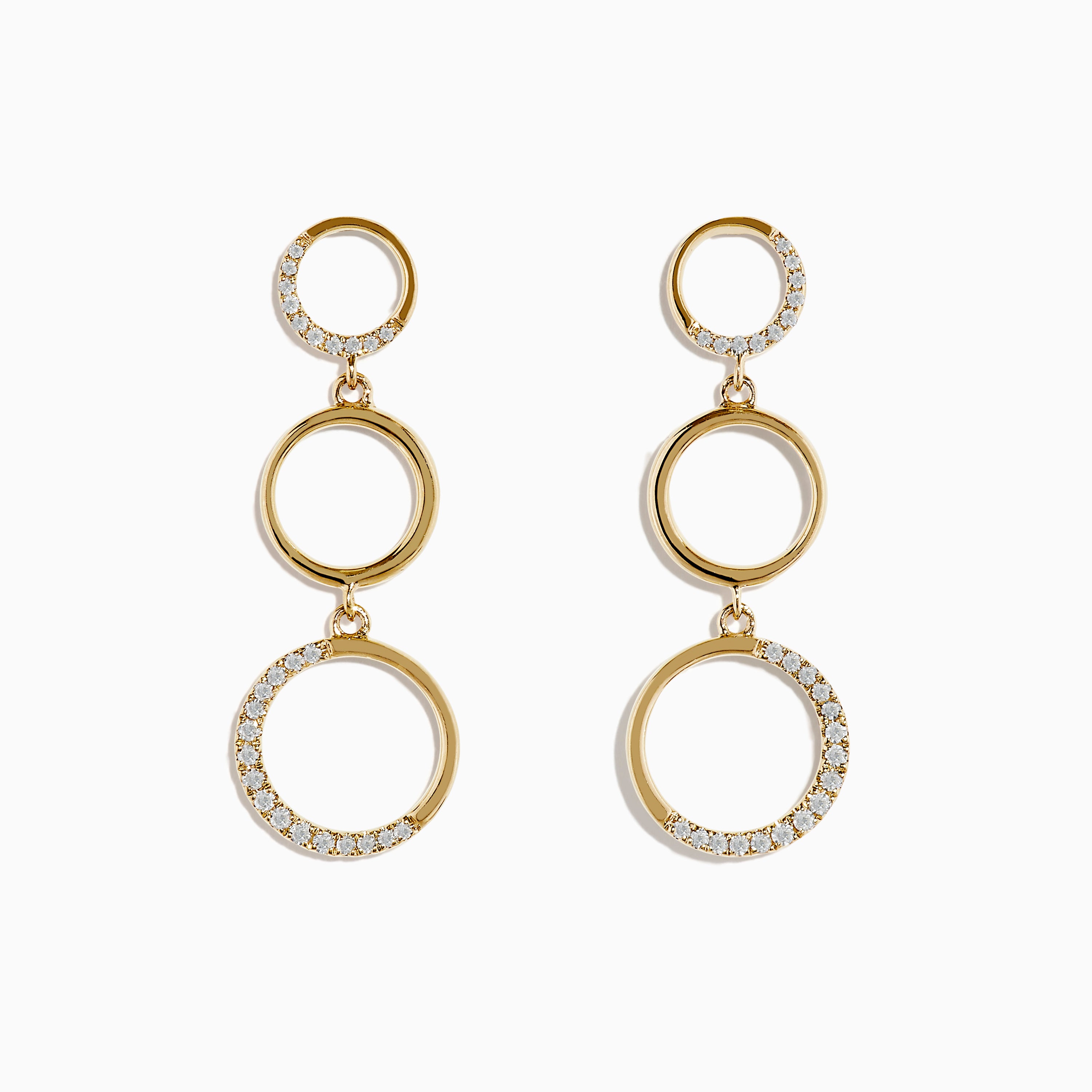 Effy D'Oro 14K Yellow Gold Diamond Circles Drop Earrings