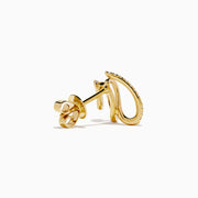 D’Oro 14K Yellow Gold Diamond Stud Earrings feature a spiral, overlapping design with sparkling diamonds along the curves, displayed against a plain white background.