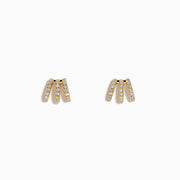 14K Yellow Gold Diamond Triple-Arc Pavé Stud Earrings