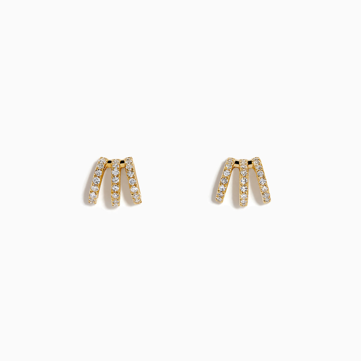 14K Yellow Gold Diamond Triple-Arc Pavé Stud Earrings