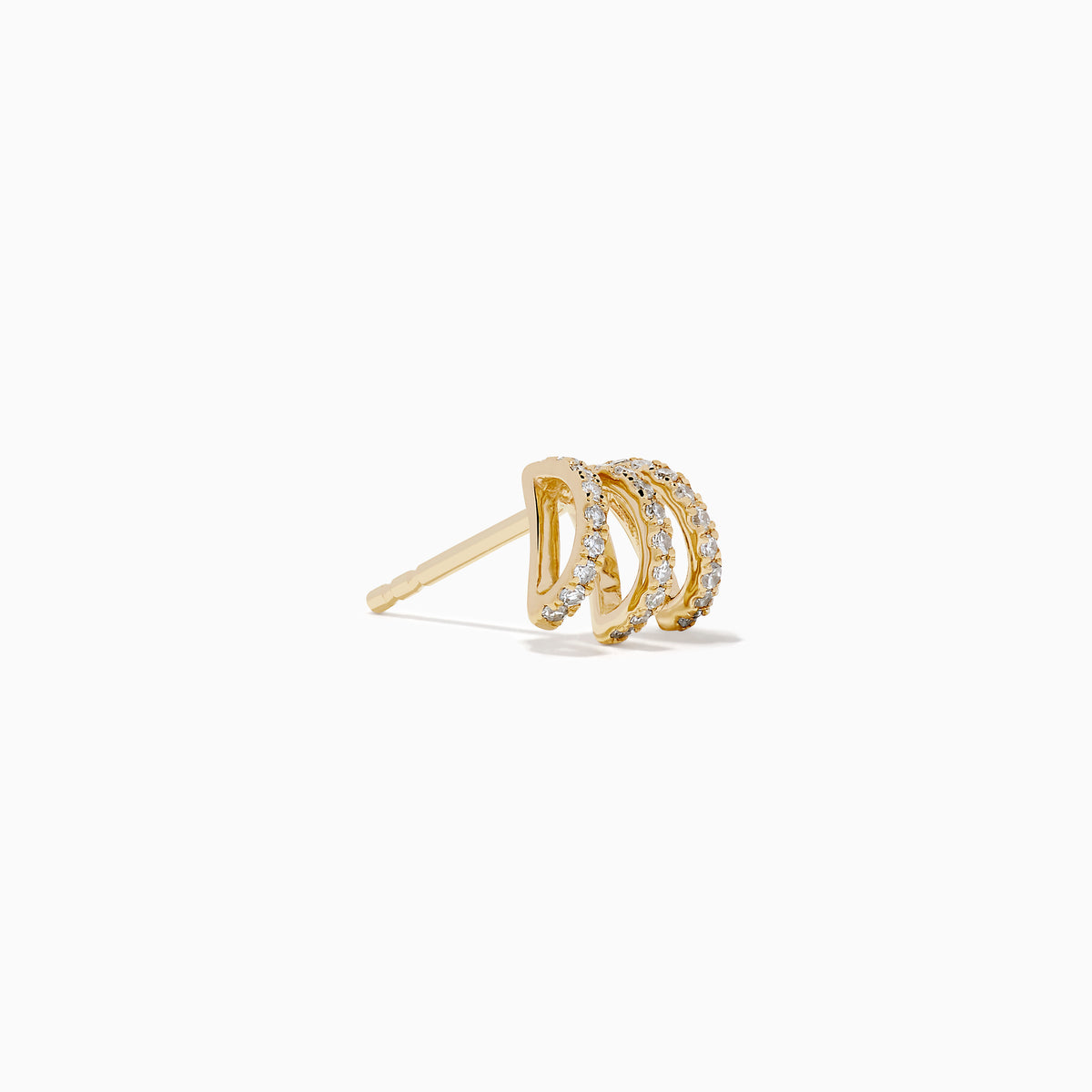 14K Yellow Gold Diamond Triple-Arc Pavé Stud Earrings