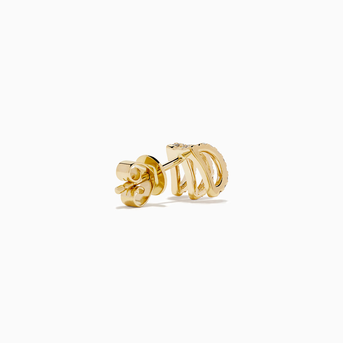 14K Yellow Gold Diamond Triple-Arc Pavé Stud Earrings