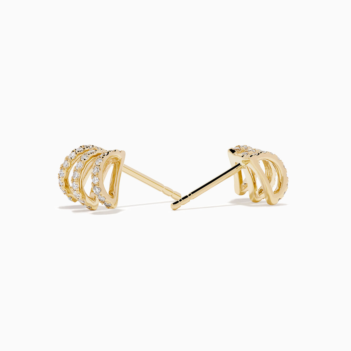 14K Yellow Gold Diamond Triple-Arc Pavé Stud Earrings