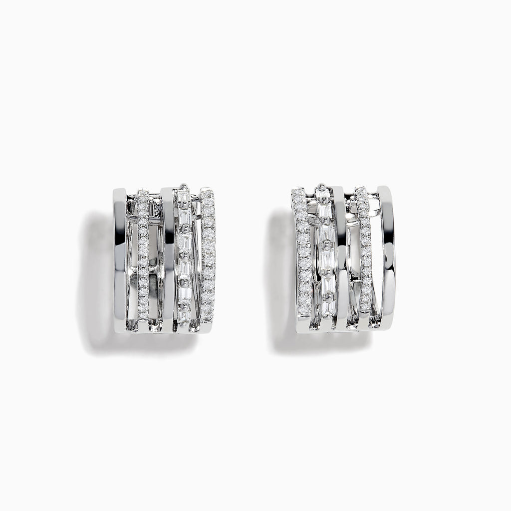 Effy Classique 14k White Gold Diamond Huggie Earrings
