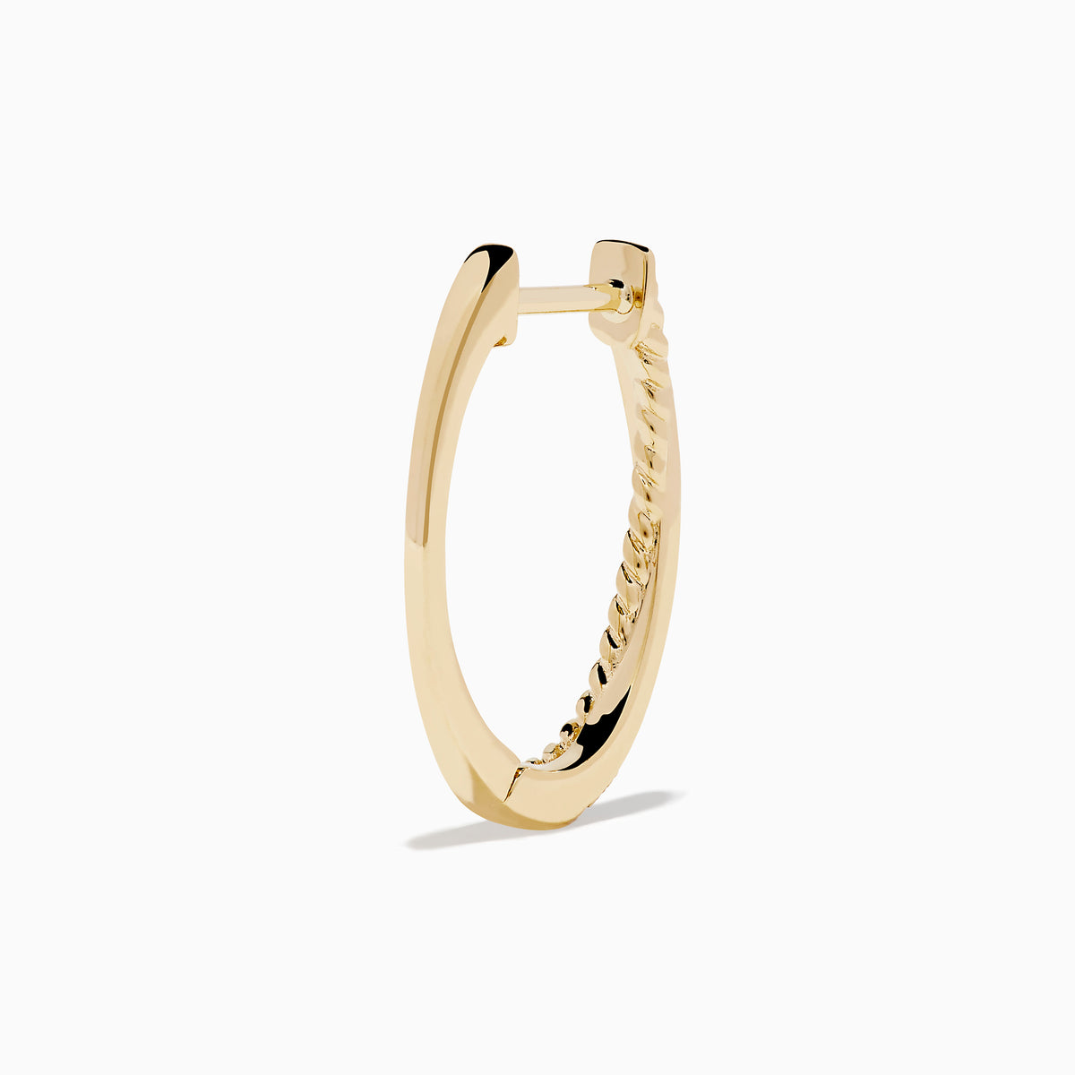 The DOro 14K Yellow Gold Diamond Hoop Earrings feature a subtle curve and sparkling diamonds along the front edge, beautifully showcased against a plain white background.