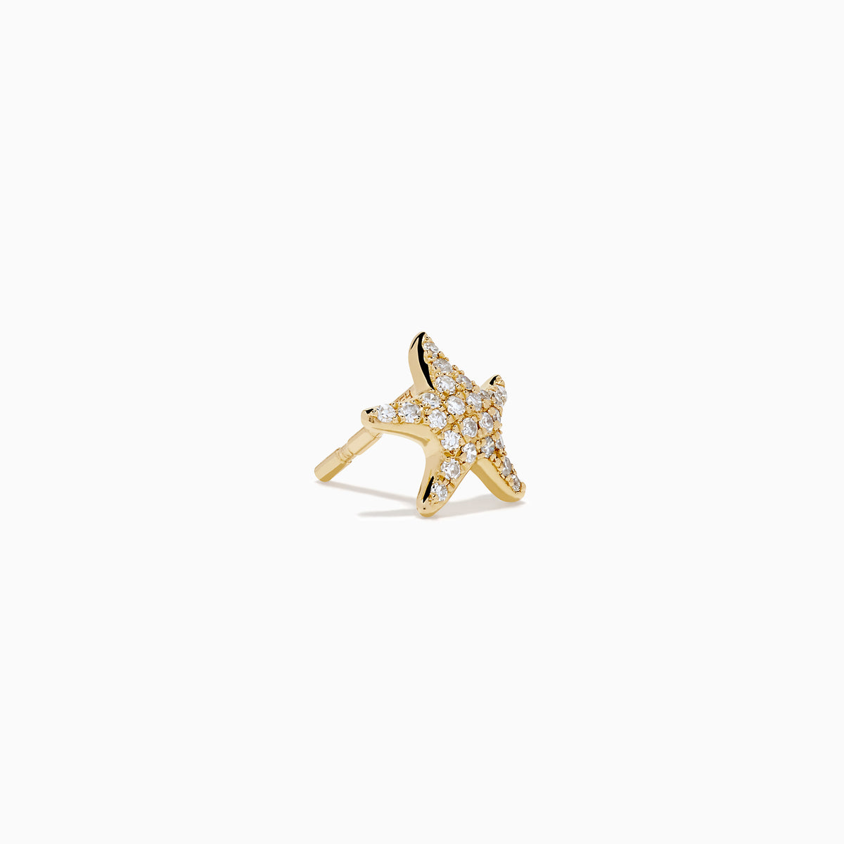 14K Yellow Gold Diamond Starfish Stud Earrings
