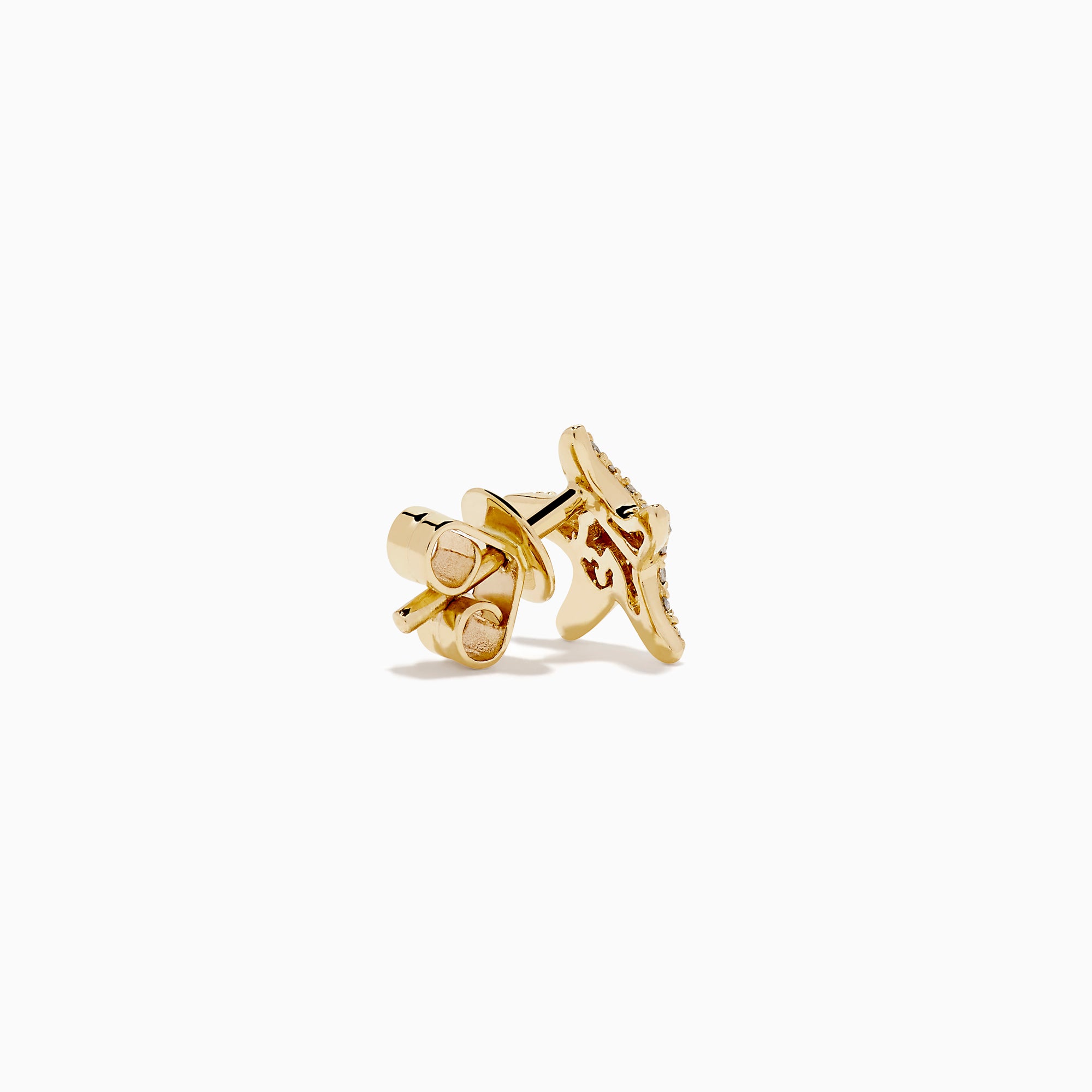 14K Yellow Gold Diamond Starfish Stud Earrings