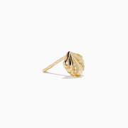 14K Yellow Gold Diamond Shell 8mm Stud Earrings