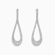 14K White Gold Diamond Elongated Pavé Drop Earrings
