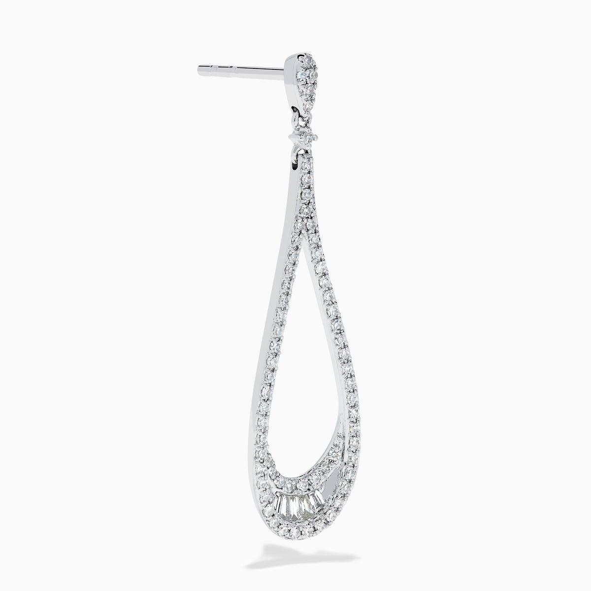 14K White Gold Diamond Elongated Pavé Drop Earrings