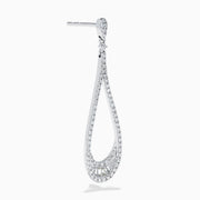 14K White Gold Diamond Elongated Pavé Drop Earrings